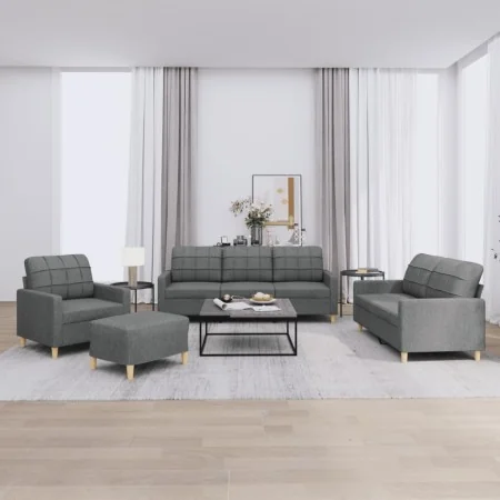 Juego de sofás con cojines 4 piezas tela gris oscuro by , Sofas - Ref: Foro24-3201251, Price: 682,88 €, Discount: %