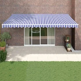 Toldo retráctil aluminio y tela azul y blanco 5x3 m by , Awnings - Ref: Foro24-3154425, Price: 371,63 €, Discount: %