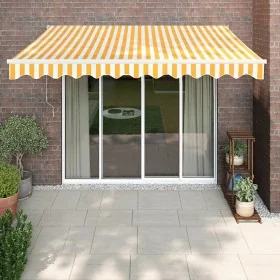 Toldo retráctil aluminio y tela blanco y amarillo 3x2,5 m by , Awnings - Ref: Foro24-3154431, Price: 186,99 €, Discount: %