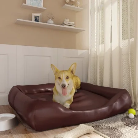 Cama para perros de cuero sintético marrón 105x80x25 cm de , Camas para perros - Ref: Foro24-171245, Precio: 63,84 €, Descuen...