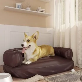 Cama para perros de espuma cuero sintético marrón 88x65 cm de , Camas para perros - Ref: Foro24-171321, Precio: 87,81 €, Desc...