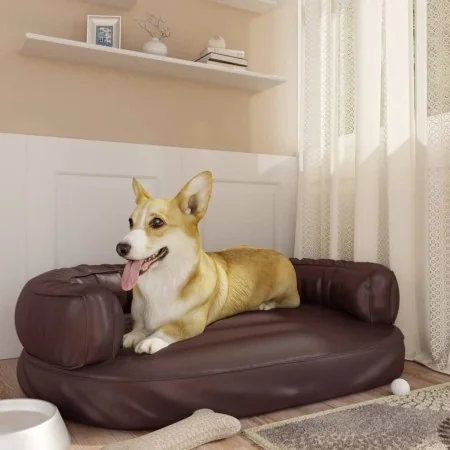 Cama para perros de espuma cuero sintético marrón 88x65 cm de , Camas para perros - Ref: Foro24-171321, Precio: 87,81 €, Desc...