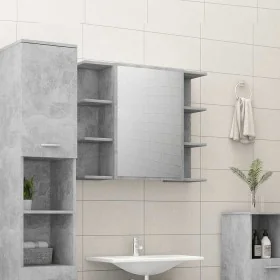 Armario de espejo de baño contrachapada gris 80x20,5x64 cm de , Tocadores de baño - Ref: Foro24-802610, Precio: 89,50 €, Desc...