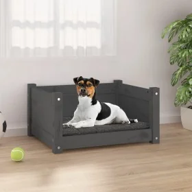 Cama para perros madera maciza de pino gris 55,5x45,5x28 cm de , Camas para perros - Ref: Foro24-821444, Precio: 53,25 €, Des...