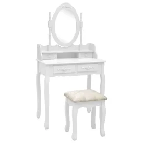 Juego de tocador y taburete madera paulownia blanco 75x69x140cm de , Tocadores para dormitorios - Ref: Foro24-289314, Precio:...