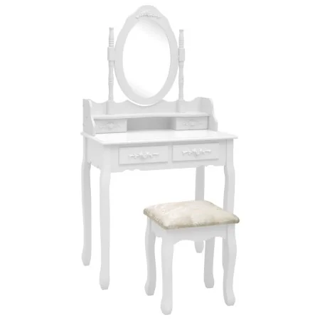 Juego de tocador y taburete madera paulownia blanco 75x69x140cm de , Tocadores para dormitorios - Ref: Foro24-289314, Precio:...