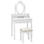 Juego de tocador y taburete madera paulownia blanco 75x69x140cm de , Tocadores para dormitorios - Ref: Foro24-289314, Precio:...