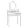 Juego de tocador y taburete madera paulownia blanco 75x69x140cm de , Tocadores para dormitorios - Ref: Foro24-289314, Precio:...