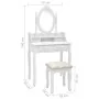 Juego de tocador y taburete madera paulownia blanco 75x69x140cm de , Tocadores para dormitorios - Ref: Foro24-289314, Precio:...