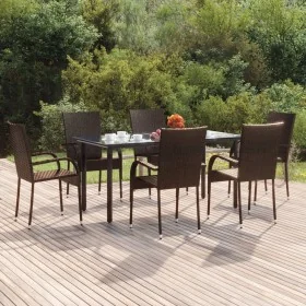 Juego de comedor de jardín 7 piezas ratán sintético marrón von , Gartensets - Ref: Foro24-3156661, Preis: 406,66 €, Rabatt: %