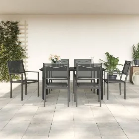 Juego de comedor para jardín 7 piezas acero y textilene negro de , Conjuntos de jardín - Ref: Foro24-3200731, Precio: 399,49 ...