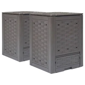 Compostador de jardín 2 uds plástico ratán 60x60x83 cm 600 L by , Composters - Ref: Foro24-278917, Price: 183,29 €, Discount: %