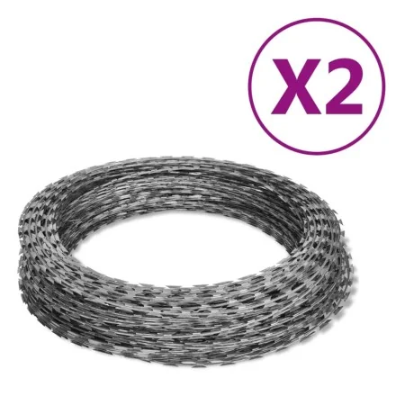 Alambre de espino rollo helicoidal 2 uds acero galvanizado 100m de , Cadenas, alambre y cuerda - Ref: Foro24-3057512, Precio:...