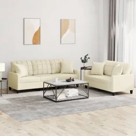 Juego de sofás con cojines 2 piezas cuero sintético color crema de , Sofás - Ref: Foro24-3201389, Precio: 460,82 €, Descuento: %