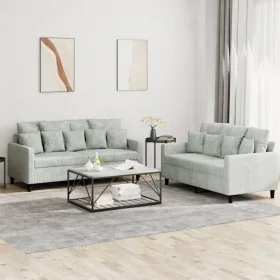 Juego de sofás con cojines 2 piezas terciopelo gris claro de , Sofás - Ref: Foro24-3201700, Precio: 450,88 €, Descuento: %