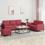 Juego de sofás con cojines 3 piezas cuero sintético rojo tinto de , Sofás - Ref: Foro24-3201768, Precio: 483,79 €, Descuento: %