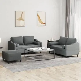 Juego de sofás con cojines 3 piezas tela gris oscuro von , Sofas - Ref: Foro24-3201827, Preis: 484,71 €, Rabatt: %