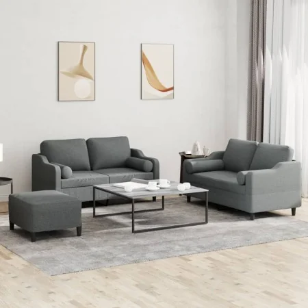 Juego de sofás con cojines 3 piezas tela gris oscuro by , Sofas - Ref: Foro24-3201827, Price: 484,71 €, Discount: %