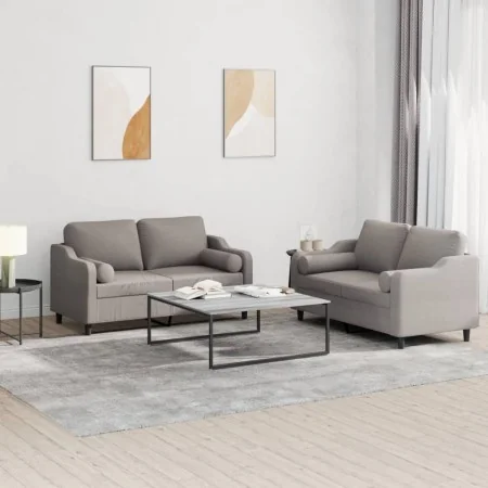 Juego de sofás con cojines 2 piezas tela gris taupe de , Sofás - Ref: Foro24-3201825, Precio: 443,95 €, Descuento: %