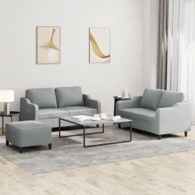 Juego de sofás con cojines 3 piezas tela gris claro by , Sofas - Ref: Foro24-3201810, Price: 461,84 €, Discount: %