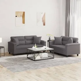 Juego de sofás con cojines 2 piezas cuero sintético gris de , Sofás - Ref: Foro24-3202374, Precio: 487,88 €, Descuento: %