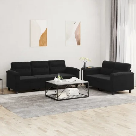 Juego de sofás con cojines 2 piezas tela microfibra negro de , Sofás - Ref: Foro24-3202341, Precio: 584,14 €, Descuento: %