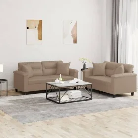 Juego de sofás con cojines 2 piezas cuero sintético capuchino von , Sofas - Ref: Foro24-3202376, Preis: 487,15 €, Rabatt: %