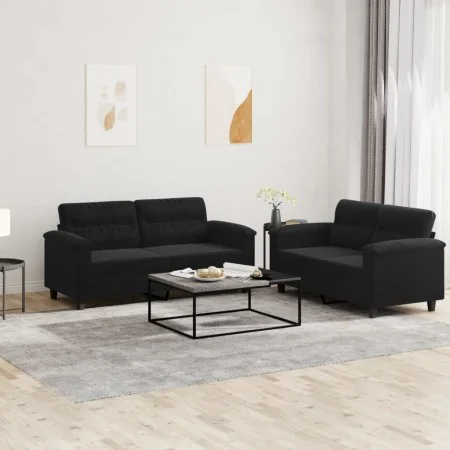 Juego de sofás con cojines 2 piezas tela microfibra negro de , Sofás - Ref: Foro24-3202317, Precio: 539,20 €, Descuento: %