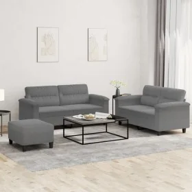 Juego de sofás con cojines 3 piezas tela microfibra gris oscuro de , Sofás - Ref: Foro24-3202322, Precio: 522,28 €, Descuento: %
