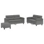 Juego de sofás con cojines 3 piezas tela microfibra gris oscuro de , Sofás - Ref: Foro24-3202322, Precio: 522,28 €, Descuento: %