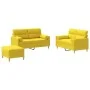Juego de sofás con cojines 3 piezas tela amarillo claro by , Sofas - Ref: Foro24-3201597, Price: 418,51 €, Discount: %