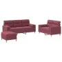 Juego de sofás con cojines 3 piezas tela rojo tinto by , Sofas - Ref: Foro24-3201630, Price: 534,41 €, Discount: %