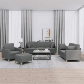 Juego de sofás con cojines 4 piezas tela gris oscuro von , Sofas - Ref: Foro24-3202079, Preis: 695,50 €, Rabatt: %