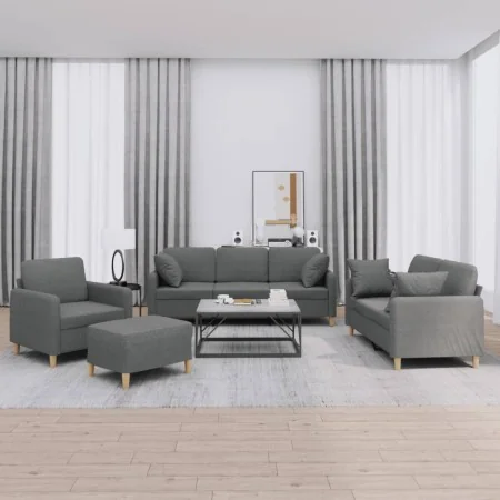 Juego de sofás con cojines 4 piezas tela gris oscuro von , Sofas - Ref: Foro24-3202079, Preis: 695,50 €, Rabatt: %