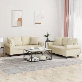 Juego de sofás con cojines 2 piezas cuero sintético color crema von , Sofas - Ref: Foro24-3202161, Preis: 454,60 €, Rabatt: %