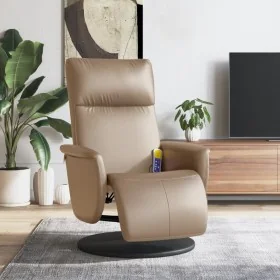 Sillón reclinable masaje reposapiés cuero sintético capuchino de , Sillones - Ref: Foro24-356556, Precio: 229,39 €, Descuento: %