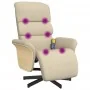 Sillón reclinable de masaje con reposapiés tela color crema de , Sillones - Ref: Foro24-356619, Precio: 255,20 €, Descuento: %