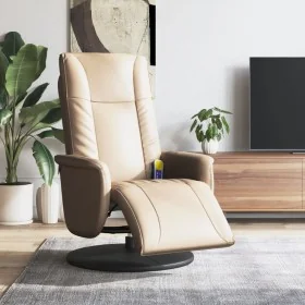 Sillón reclinable masaje reposapiés cuero sintético capuchino de , Sillones - Ref: Foro24-356516, Precio: 232,77 €, Descuento: %