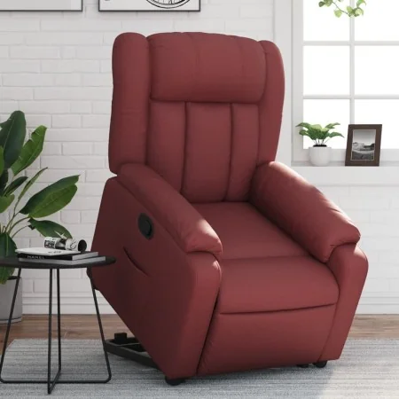 Sillón reclinable elevable cuero artificial rojo tinto de , Sillones - Ref: Foro24-3205268, Precio: 331,31 €, Descuento: %