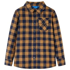 Camisa a cuadros infantil coñac y azul 128 de , Camisetas para niños - Ref: Foro24-12957, Precio: 14,00 €, Descuento: %