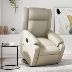 Sillón reclinable elevable eléctrico de cuero sintético crema de , Sillones - Ref: Foro24-3205165, Precio: 375,25 €, Descuent...