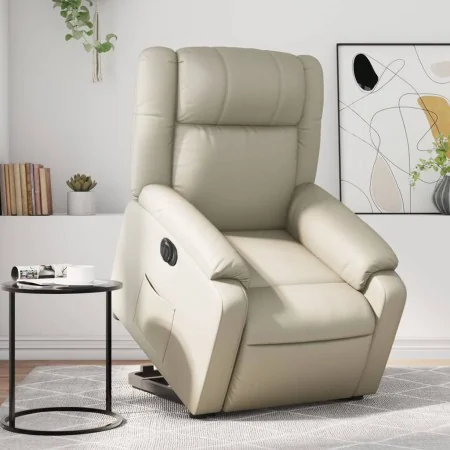 Sillón reclinable elevable eléctrico de cuero sintético crema de , Sillones - Ref: Foro24-3205165, Precio: 375,25 €, Descuent...