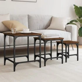 Mesas de centro apilables 3 pzas madera ingeniería roble marrón by , Coffee table - Ref: Foro24-838937, Price: 49,45 €, Disco...
