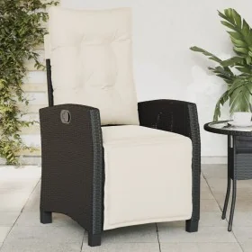 Sillón reclinable de jardín con reposapiés ratán PE negro de , Sillas de jardín - Ref: Foro24-365232, Precio: 135,60 €, Descu...