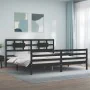 Estructura de cama con cabecero madera maciza negro 200x200 cm de vidaXL, Camas y somieres - Ref: Foro24-3194465, Precio: 174...