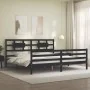 Estructura de cama con cabecero madera maciza negro 200x200 cm de vidaXL, Camas y somieres - Ref: Foro24-3194465, Precio: 174...