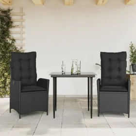 Set comedor de jardín 3 pzas con cojines ratán sintético negro de , Conjuntos de jardín - Ref: Foro24-3213184, Precio: 321,51...