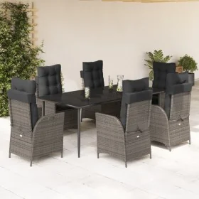 Set comedor jardín 7 pzas y cojines ratán sintético gris von , Gartensets - Ref: Foro24-3213221, Preis: 1,00 €, Rabatt: %