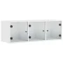 Mueble de pared con puertas de vidrio blanco 102x37x35 cm de , Taquillas y armarios de almacenamiento - Ref: Foro24-836511, P...