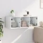 Mueble de pared con puertas de vidrio blanco 102x37x35 cm de , Taquillas y armarios de almacenamiento - Ref: Foro24-836511, P...